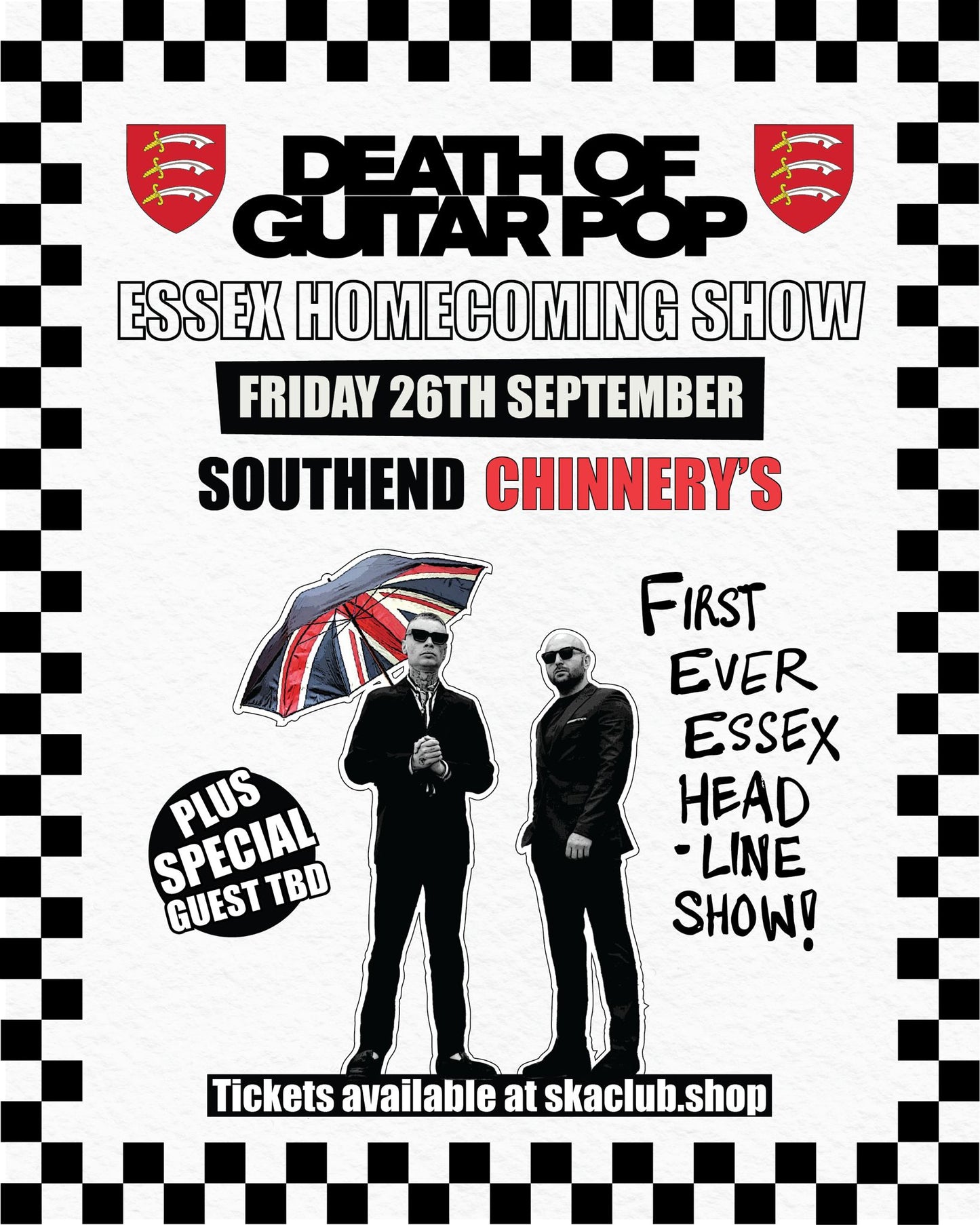 DEATH OF GUITAR POP LIVE AT SOUTHEND CHINNERYS - GENERAL ADMISSION TICKET - 26/9/25